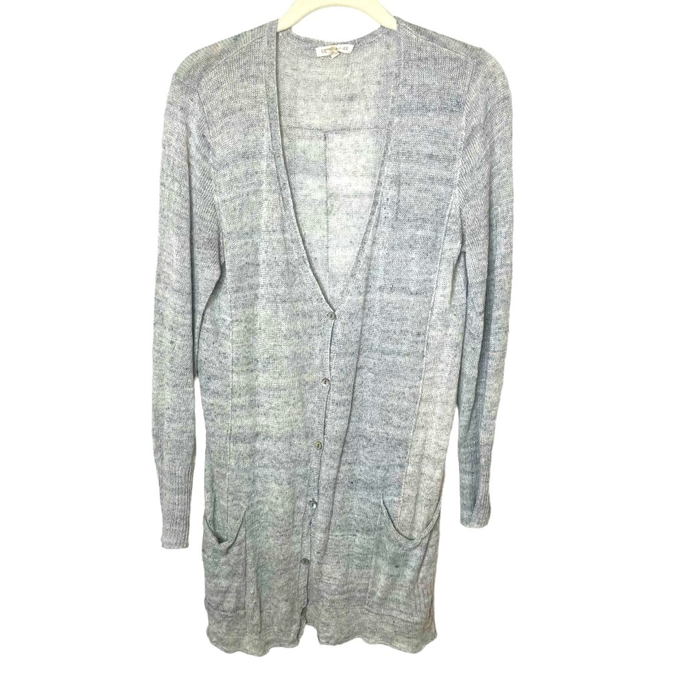 Eileen Fisher Oatmeal Linen Duster Longline‎ Cardigan in Size Medium
